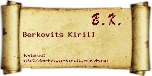 Berkovits Kirill névjegykártya